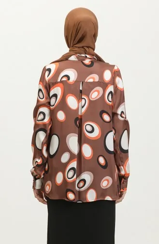 Chemisier Satin à Motifs Marron T1689 988