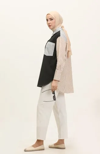 Gegarneerd Gestreept Overhemd 4812-01 Zwart 4812-01