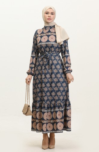 Spring Pattern Dress 0366-01 Navy Blue 0366-01