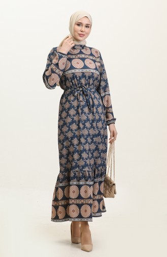 Spring Pattern Dress 0366-01 Navy Blue 0366-01