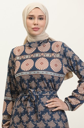 Spring Pattern Dress 0366-01 Navy Blue 0366-01