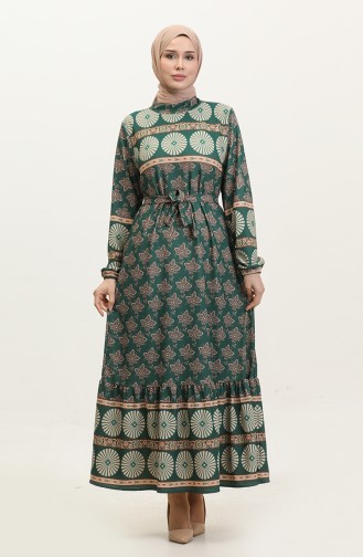 Spring Pattern Dress 0366-03 Emerald Green 0366-03