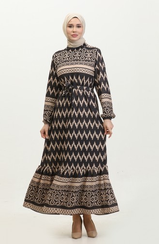 Patterned Dress 0367-01 Black Mink 0367-01