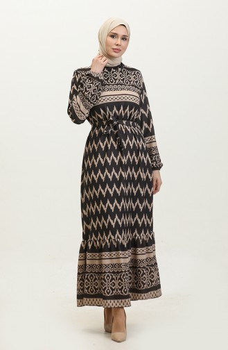 Patterned Dress 0367-01 Black Mink 0367-01