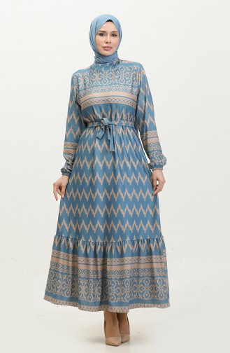 Patterned Dress 0367-03 Blue Mink 0367-03