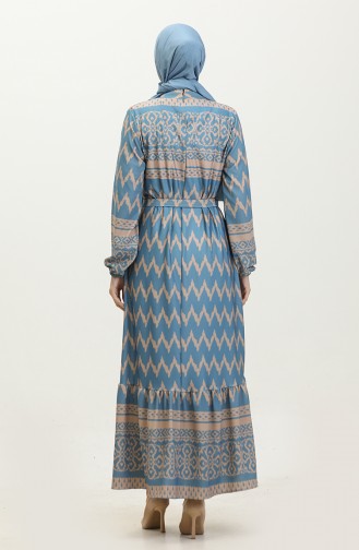 Patterned Dress 0367-03 Blue Mink 0367-03