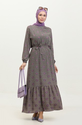 Shirred Hem Dress 0369-01 Plum 0369-01