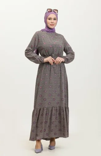 Jurk Met Geplooide Zoom 0369-01 Pruim 0369-01