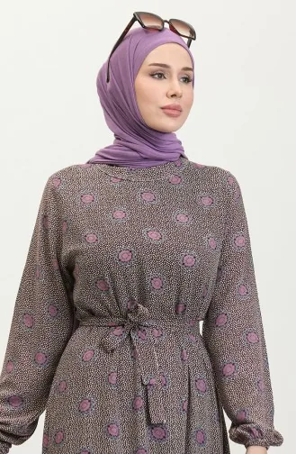 Jurk Met Geplooide Zoom 0369-01 Pruim 0369-01