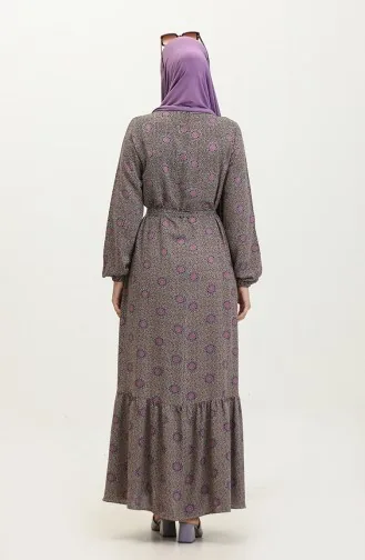 Jurk Met Geplooide Zoom 0369-01 Pruim 0369-01