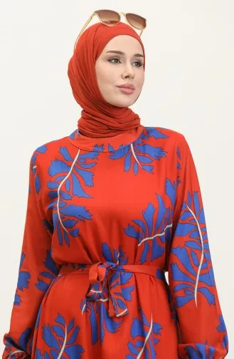 Kleid Aus Viskose Mit Gürtel 0370-01 Tile Saks 0370-01