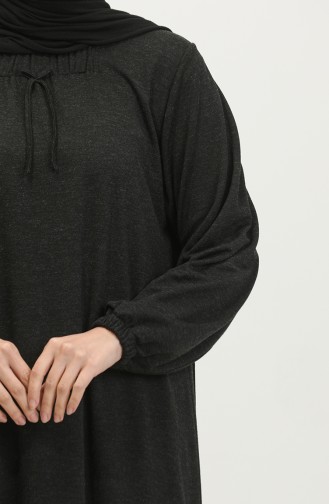 Damen-Hijab-Kleid In Großer Größe Mit Quadratischem Kragen Langes Kleid 8408S10 Schwarz 8408s10.siyah