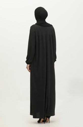 Damen-Hijab-Kleid In Großer Größe Mit Quadratischem Kragen Langes Kleid 8408S10 Schwarz 8408s10.siyah