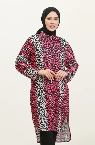Leopar Desenli Tunik Fuşya T1674