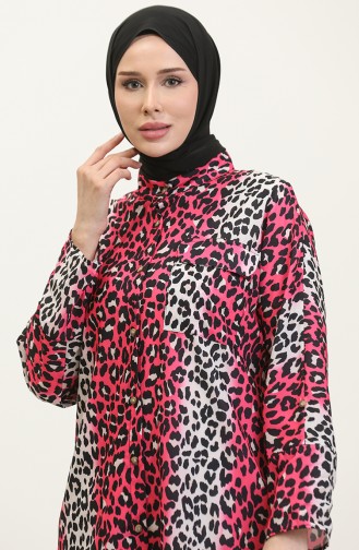 تونيك منقوش بنقشة الفهد فوشيا T1674 882