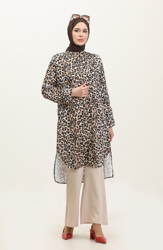 Grote Maten Tuniek Met Luipaardmotief Beige T1674 884