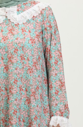 Bebe Yaka Çiçek Desenli Tunik Yeşil T1550