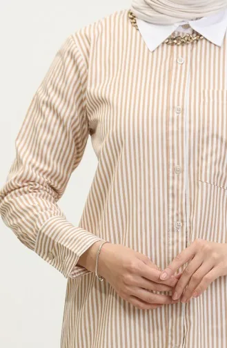 Tunique Garnie à Rayures 4822-04 Beige 4822-04