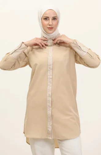 Tunique Garnie à Rayures 4823-03 Vison 4823-03