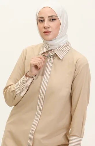 Tunique Garnie à Rayures 4823-03 Vison 4823-03