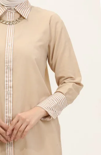 Tunique Garnie à Rayures 4823-03 Vison 4823-03