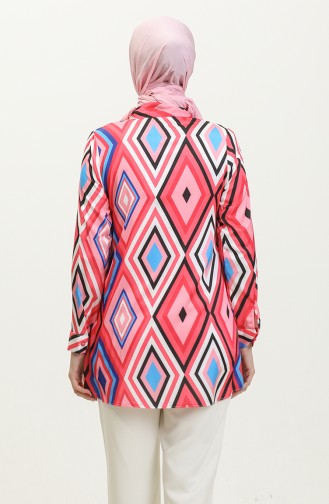 Patterned Plus Size Blouse Pink T1679 999