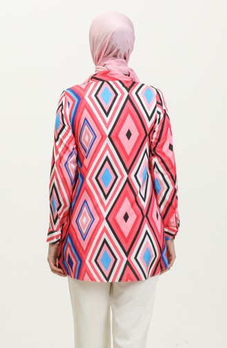 Grote Maten Blouse Met Patroon Roze T1679 999