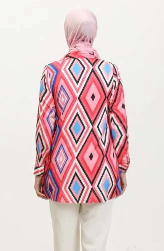 Patterned Plus Size Blouse Pink T1679 999