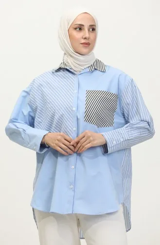 Gegarneerd Gestreept Overhemd 4811A-01 Blauw 4811A-01