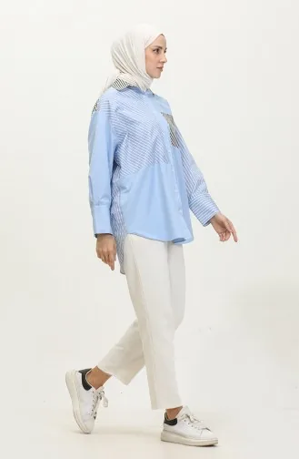 Gegarneerd Gestreept Overhemd 4811A-01 Blauw 4811A-01