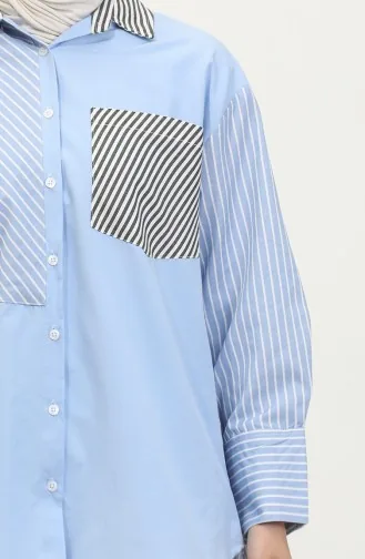 Gegarneerd Gestreept Overhemd 4811A-01 Blauw 4811A-01