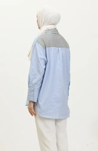 Gegarneerd Gestreept Overhemd 4811A-01 Blauw 4811A-01