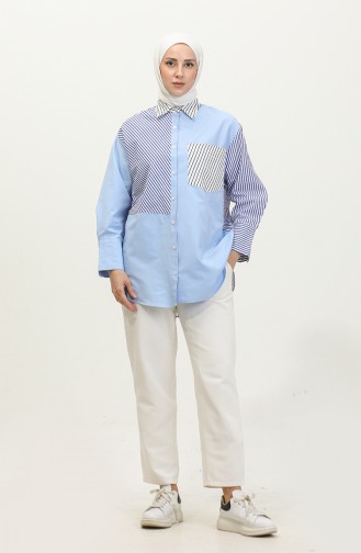 Chemise A Rayure Garnie 4811B-01 Bleu 4811B-01