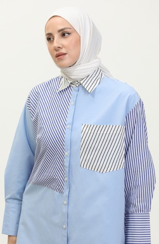 Chemise A Rayure Garnie 4811B-01 Bleu 4811B-01