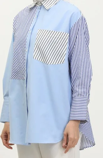 Gegarneerd Gestreept Overhemd 4811B-01 Blauw 4811B-01