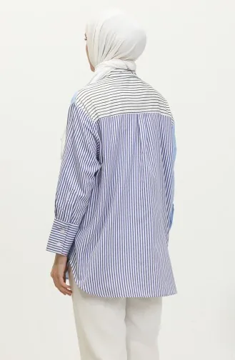 Gegarneerd Gestreept Overhemd 4811B-01 Blauw 4811B-01