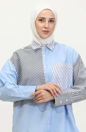 Garnished Striped Shirt 4811C-01 Blue 4811C-01