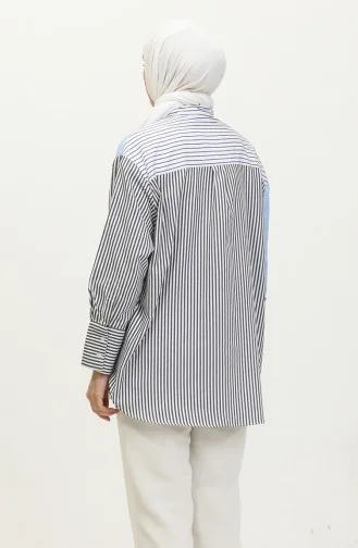 Garnished Striped Shirt 4811C-01 Blue 4811C-01