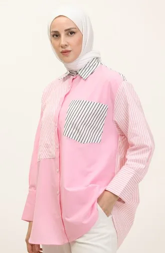 قميص مُخطط مُزين 4812-02 لون وردي 4812-02