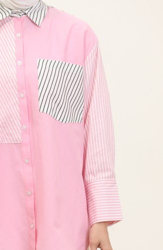 Garnished Striped Shirt 4812-02 Pink 4812-02