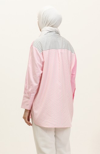 Garnished Striped Shirt 4812-02 Pink 4812-02