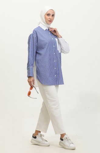 Garnished Striped Shirt 4814-01 Saks 4814-01