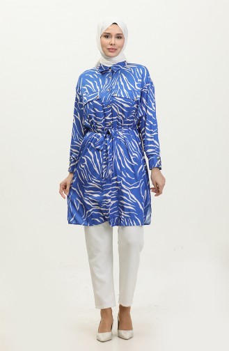 Grote Maten Tuniek Met Patroon Blauw T1667 953