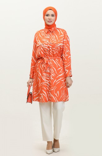 Patterned Plus Size Tunic Orange T1667 956