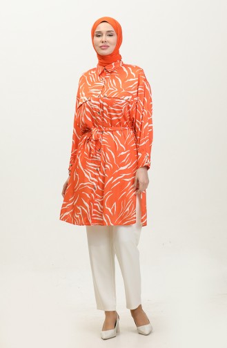 Patterned Plus Size Tunic Orange T1667 956