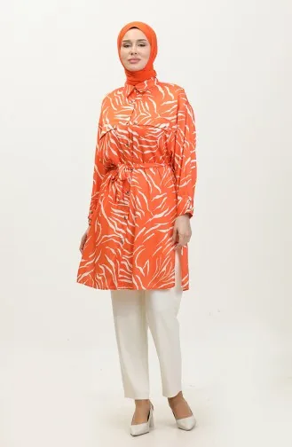 Patterned Plus Size Tunic Orange T1667 956