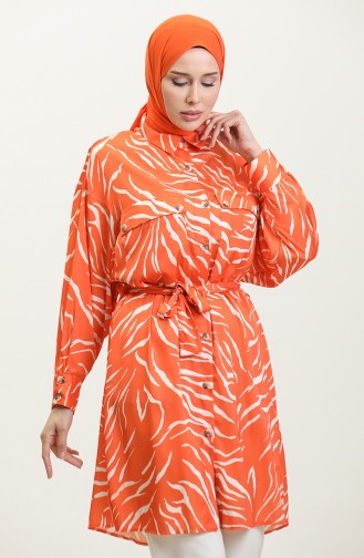 Patterned Plus Size Tunic Orange T1667 956