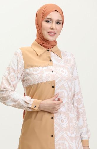 Printed Shirt Tan T1683 990