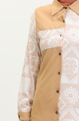 Printed Shirt Tan T1683 990