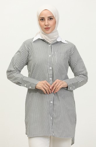 Striped Garnished Tunic 4822-01 Black 4822-01